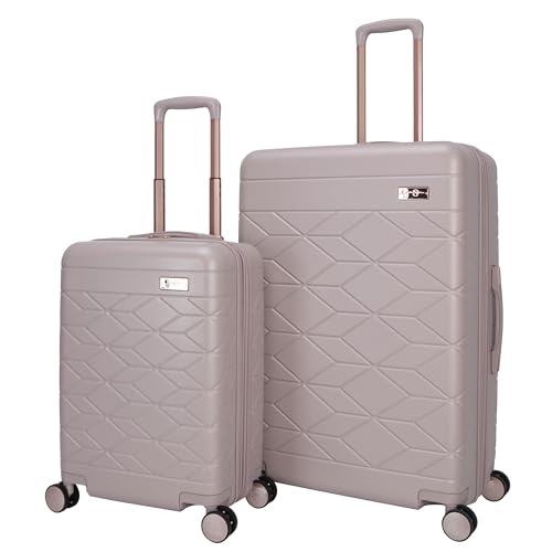 Jessica Simpson Aris 2-Piece Set (20"& 28") Expandable 8-Wheel Spinner Large Checked Luggage Suitcase, Adobe Rose