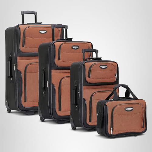 Travel Select Amsterdam Softside Expandable Luggage with Rolling Wheels, Orange, 25-Inch Medium