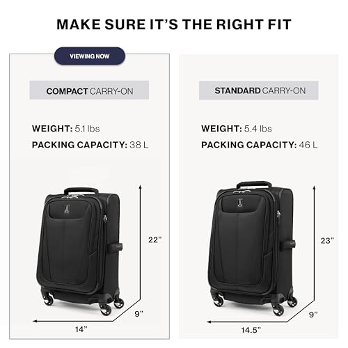 Travelpro Maxlite 5 Softside Expandable Luggage with 4 Spinner Wheels, Lightweight Suitcase, Men and Women
