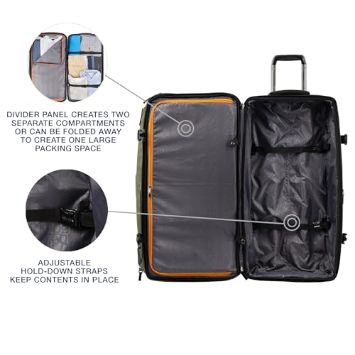 Travelpro Bold Softside 2-Piece Set — Expandable 2-Wheel Upright Large Luggage with Backpack, Olive/Black