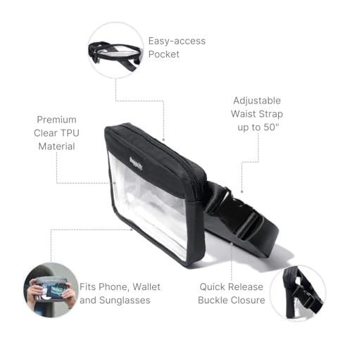 Baggallini Clear Stadium Belt Bag Black One Size