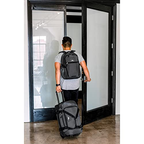High Sierra 22” Wheeled Rolling Duffle Bag, Lightweight and Durable Weekender Travel Duffle bag with Recessed telescoping pull handle, 50L Capacity, Mercury/Black