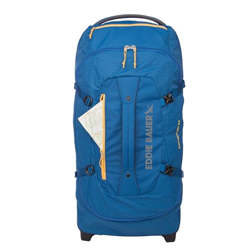 Eddie Bauer Expedition Rolling Duffel Bag with Wheels | Travel | Check-In | Luggage | Rugged | Durable - True Blue, 34"
