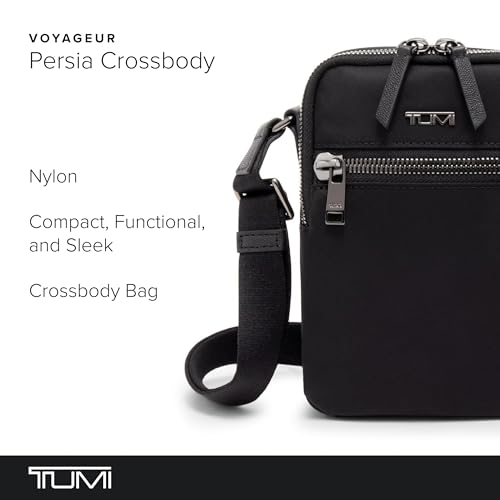 TUMI - Voyageur Persia Crossbody - Nylon Crossbody Travel Shoulder Bag for Women & Men - Stain- & Water-Resistant Fabric - Black & Gunmetal