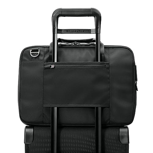 Briggs & Riley Medium Expandable Briefcase - Laptop Bag for Work & Travel, Briefs for Men & Women, Includes Shoulder Strap, Self-Repairing Zippers, Fits up to 15" Computer - HTA Collection, Black