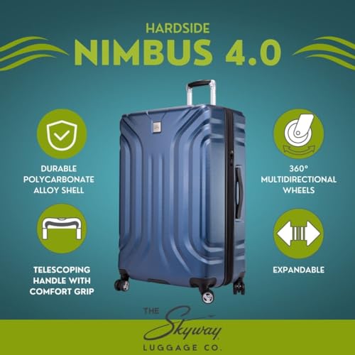 SKYWAY Skyway Nimbus 4.0 Hardside Spinner Luggage (Maritime Blue, Checked-Medium 24-Inch) (49M-20)