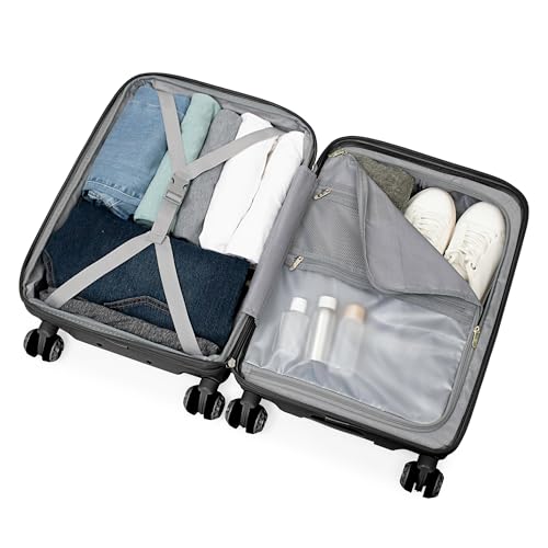Traveler's Choice Elm 21" Carry-on Expandable Spinner Luggage Set - Matte Black