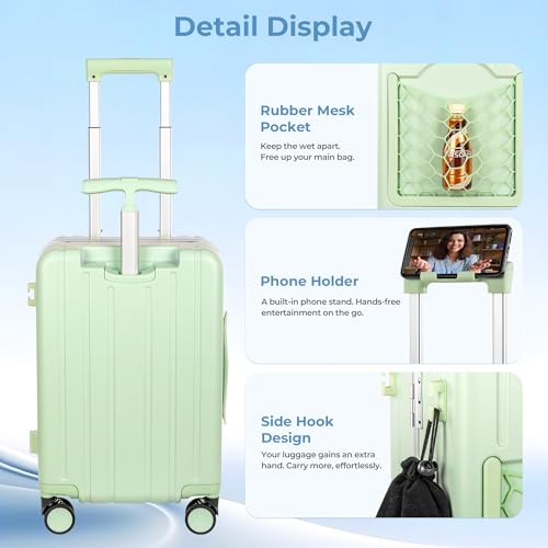 Lavoker 20" Ride-On Luggage with Child Seat, Hardside Carry-On Suitcase with 360° Silent Spinner Wheels, TSA Lock, & Dual Telescoping Handles for Kids & Adults & Busy Moms