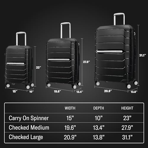 Samsonite Freeform Large Checked Luggage with Dual 360° Spinner Wheels - TSA Lock, Airline-Approved - Lightweight Durable Polypropylene Expandable Hardshell - Black
