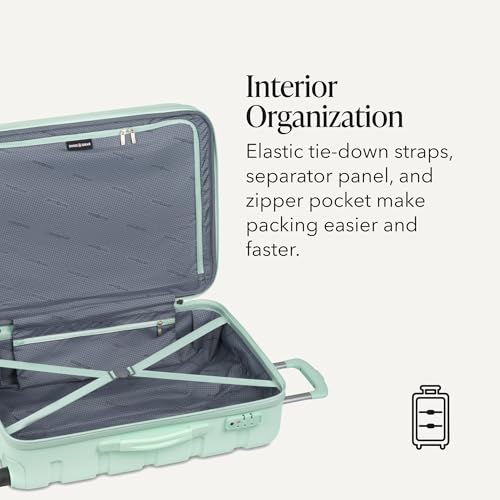 SwissGear 7366 Signature Hardside Expandable Luggage with Spinner Wheels, TSA Lock, Clearly Aqua, Checked-Medium 23-Inch