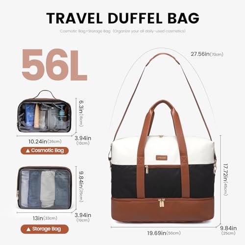 LOVEVOOK Weekender Bag for Women, Large Duffle Bag for Travel with 2 Packing Cubes, Carry on Overnight Bag with Shoe Compartment, Mom Hospital Bags for Labor and Delivery