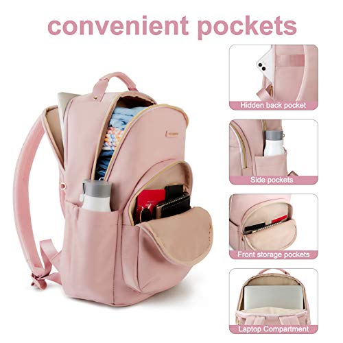 LIGHT FLIGHT Laptop Backpack for Women, Travel BookBag for 17.3 Inch Computer, Backpack for Work Travel College, Large Pink