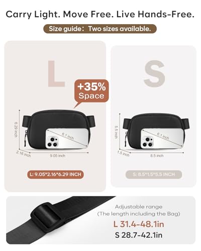 Pritent Fanny Packs for Women Cross Body Bag Waterproof Belt Bag with Adjustable Strap and Zipper Back Pocket Small Crossbody Bags Fashion Waist Packs for Workout Travelling(Black)