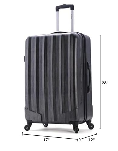 Rockland Santa Fe Hardside Spinner Wheel Luggage Set, Carbon, 3-Piece Set (20/24/28)