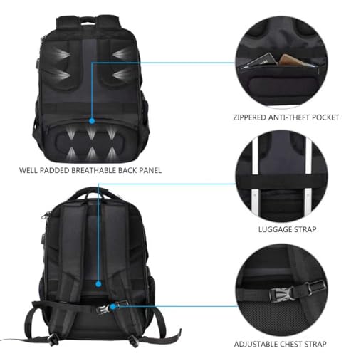 KROSER TSA Friendly Travel Laptop Backpack 17.3 inch XL Computer Backpack Water-Repellent College Daypack Business Backpack with RFID Pockets & USB Port for Men/Women-Black