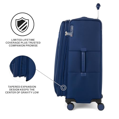 Travelpro VersaPack+ Lightweight Softside Expandable Checked Luggage, 8 Spinner, TSA Lock, Checked Large 29-Inch, Estate Blue