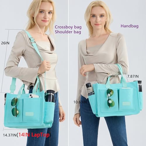 ZHMO Canvas Tote Bag for Women With Compartments and Zipper,Women's Bags Crossbody Bags Work Laptop Tote Bag Large Satchels Handbags Tote Purse Everyday Shoulder Bag for Travel Nurse Teacher Church