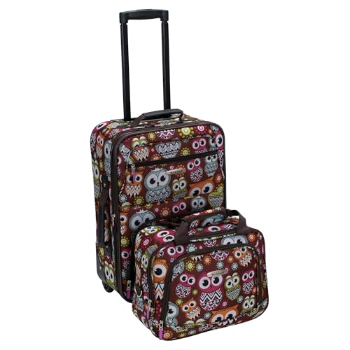 Rockland Fashion Softside Upright Luggage Set, Expandable, Owl, 2-Piece (14/19)