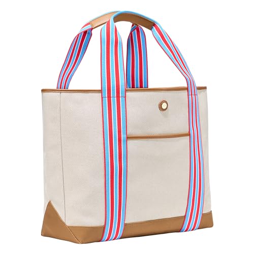 Paravel Cabana Tote Bag | Made with Recycled Canvas Material & Vegan Leather | Premium Everyday Tote Bag | Paloma, Large