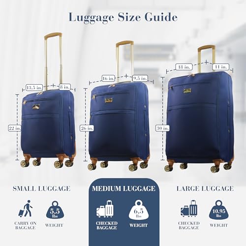 Tommy Bahama 26 Inch Rolling Luggage, Soft Sided Suitcase with Spinner Wheels, Blue
