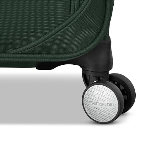 Samsonite Soft-Sided 25-Inch Lightweight Medium Checked Expandable Element Suitcase: Durable, 360° Spinner Wheels, Adjustable Telescopic Handle, 2 Front & 1 Side Pocket- Bistro Green