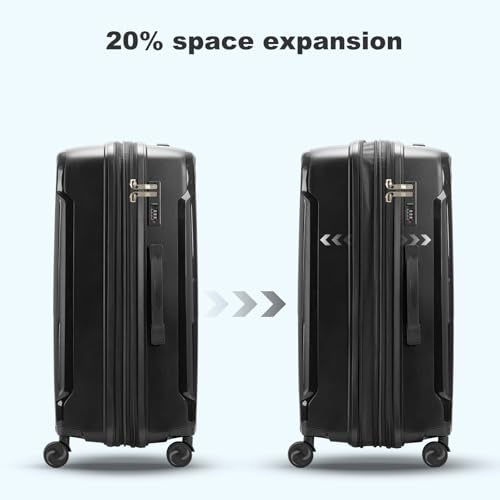 Nazhura Luggage Set, 3-Piece Hardside Suitcase Set, 20-inch Carry On, 24-inch, 28-inch Luggage (Dark Grey)