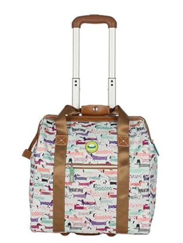 Lily Bloom Designer Under the Seat Tote Cabin Luggage Collection - 15 Inch Patterned Carry on Bag For Women - Lightweight Suitcase with 2 Rolling Wheels (Totally Paw Some)