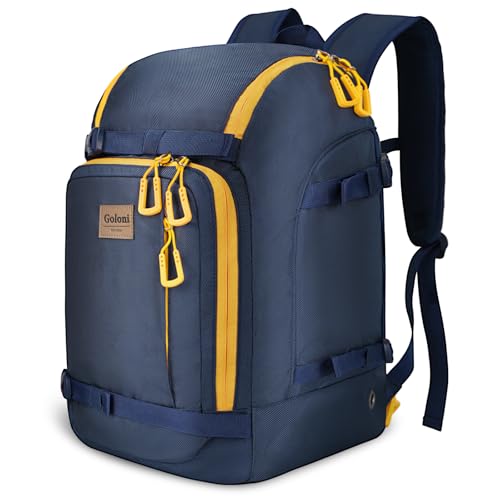 50L Ski Backpack - Water-resistant Ski Boot Bag for Men & Women, Ski Bag with Helmet Holder, Separate Compartments for Goggles, Gloves, Snowboard & Accessories, Durable Ski Carry On Backpack