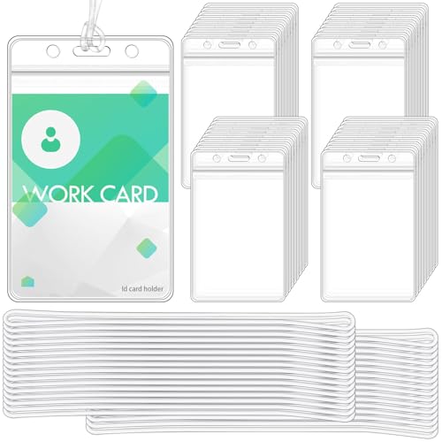 WYOMER 200-Piece Set of Clear Plastic Luggage and Badge Tag Holders, Ideal for ID Cards - Comes with 200 Matching Luggage Tag Loop Straps, Perfect Office, Business, and Travel Supplies