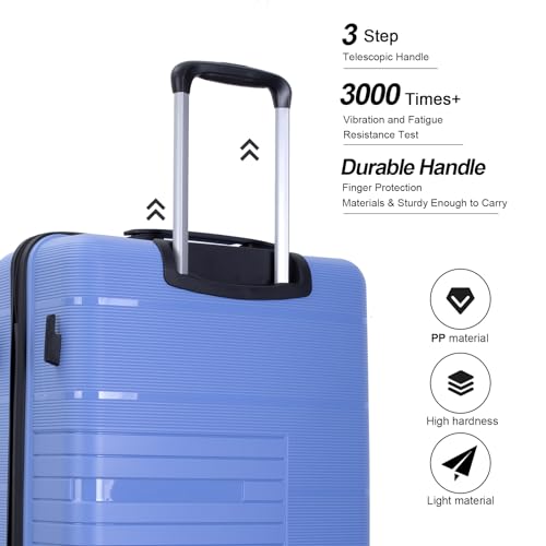 Tripcomp Luggage 3 Piece Sets Suitcase Set with Double Spinner Wheels, Lightweight Carry On Hardside Travel Luggage with TSA Lock, (20/24/28) (Purplish Blue)