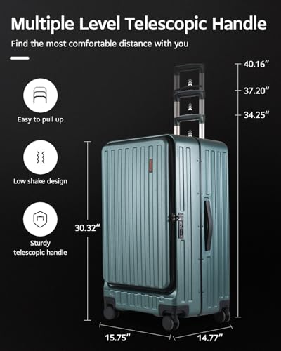 CENSIEN Checked Luggage, Large Suitcase 29 Inch Trunk Luggage with Spinner Wheels, Lightweight ABS+PC Hard Shell with Aluminum Frame, Top Opening, TSA Lock (Green, 1PC)
