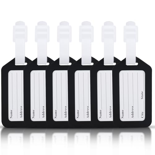 AskBed 6 Pack Luggage Tags, Cruise Bag Tags with ID Info Card for Suitcases, Bag and Baggage, Travel Essentials