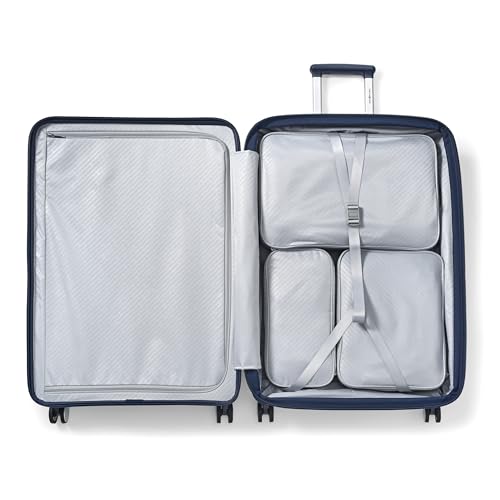 Samsonite Paralux Large Checked Luggage - Innovative Design - Quick Access Front Pocket - Dual Suspension Wheel Technology - TSA Lock - Expandable - Includes Removable Packing Cubes - Midnight Navy