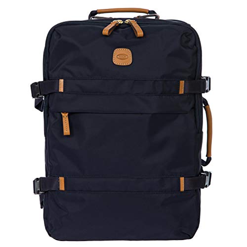 Bric's X-Travel Montagne Backpack 16 Inch, Water-Resistant Recycled Nylon Carry-On Daypack with Compression Straps, Padded Backpanel, Laptop Sleeve and Luggage Pass-Through - Navy
