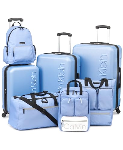 Calvin Klein Women's Hard Side Upright Luggage Spinner Light Weight Suitcase, Forever Blue, Medium
