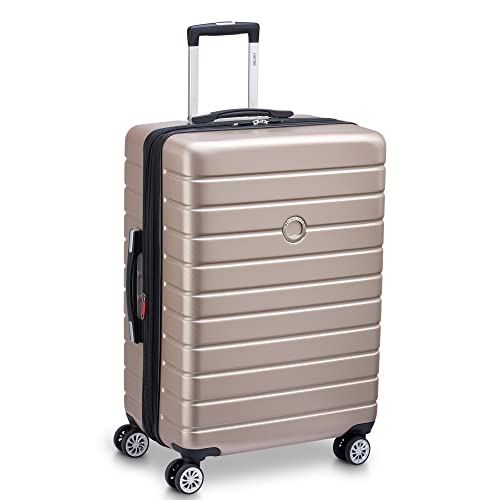 DELSEY PARIS Jessica Hardside Expandable Luggage with Spinner Wheels (Rose Gold, Checked-Large 29-Inch)
