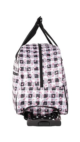 Betsey Johnson Designer Carry On Luggage Collection - Lightweight Pattern 22 Inch Duffel Bag- Weekender Overnight Business Travel Suitcase with 2- Rolling Spinner Wheels (Gingham Roses)