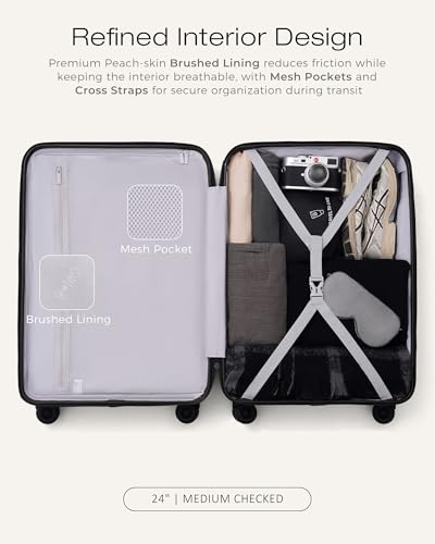 Coolife Luggage 3 Piece Set Hardside Lightweight Suitcases: Upgraded Durable PC Travel Luggage with Dual Spinner Wheels & TSA Lock, 20/24/28 (20'' Expandable Only), Black