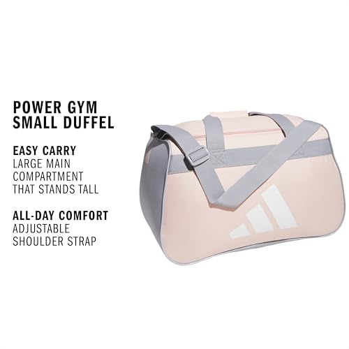 adidas Power Gym Bag – Lightweight Small Duffel, Blush Pink/White/Halo Silver Grey, OSFA