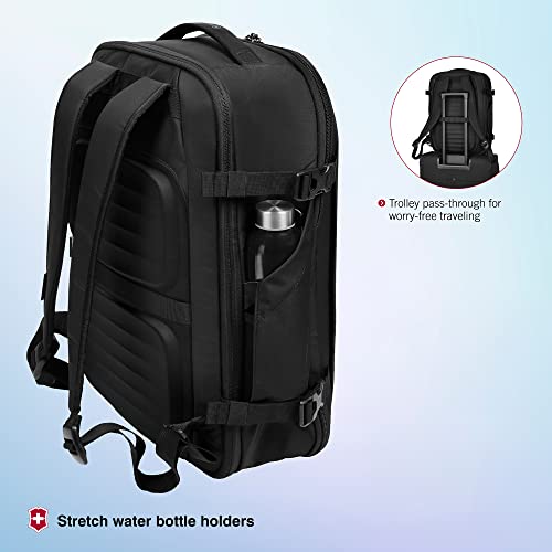Victorinox Crosslight Boarding Bag - Lightweight Laptop Backpack for Traveling Essentials - Sleek Business Backpack Made from Recycled Materials - Black