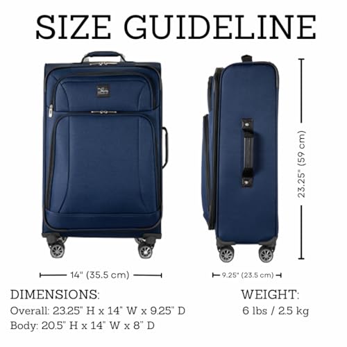Skyway Epic Softside Carry-On Luggage - Lightweight Suitcase with Wheels for Travel | TSA Approved Carry-On Bag | Spinner Suitcase | Carry-On Luggage with Telescoping Handle, 20 inch, Surf Blue