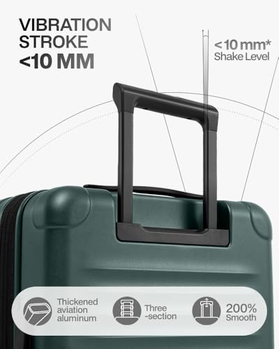 Coolife Carry On Luggage Suitcase : 22x14x9 Airline Approved Travel Luggage with Spinner Wheels, Front Pocket Expandable Hardshell Suitcases with TSA Lock Green