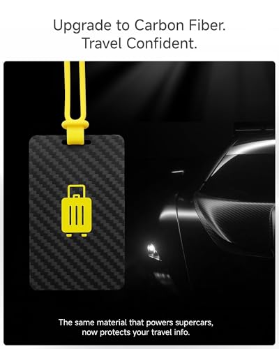 LUGGEX Luggage Tag for Suitcases - Carbon Fiber Accelerate Identification Bag Tag with Reusable Writing Panel - Waterproof & Durable, Travel Essentials（1 Pack）