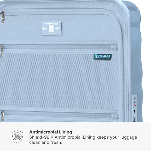 Traveler's Choice Edinburgh II Hardside Spinner Luggage, TSA Lock, Blue, 21" Carry-on