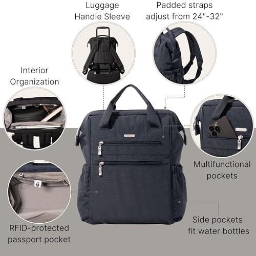 Baggallini City Scape Backpack - 15"x11" Lightweight Work Travel Bag w/Luggage Sleeve & RFID