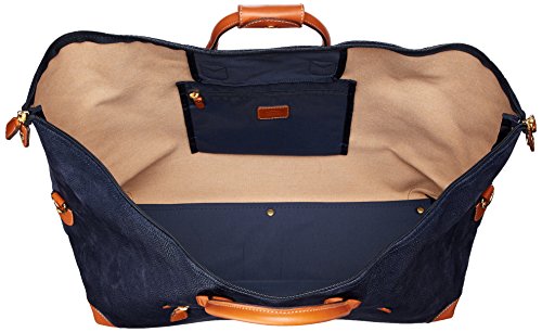 Bric's LIFE Cargo Duffel Bag, Luxury Travel Weekender with Water-Resistant Faux Suede and Leather Details – 22 Inch, Blue