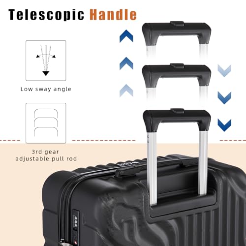 Eeeza Carry On Luggage Se t 22x14x9 Airline Approved, 3 Piece 20 Inch Lightweight ABS Hardside Suitcases with Spinner Wheels and TSA Lock