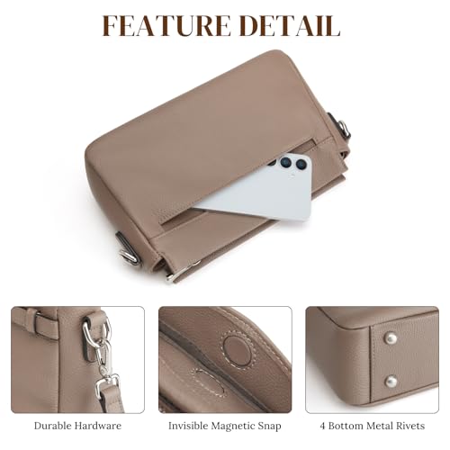 S-ZONE Genuine Leather Crossbody Bags for Women Small Leather Purse Cross Body Soft Shoulder Handbag Trendy