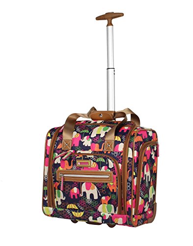Lily Bloom Designer 15 Inch Carry On - Weekender Overnight Business Travel Luggage - Lightweight 2- Rolling Wheels Suitcase - Under Seat Rolling Bag for Women (Elephant Rain)