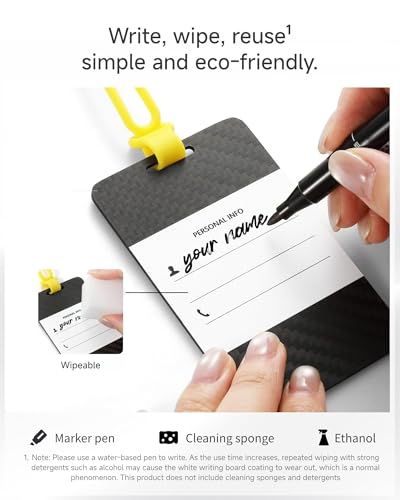 LUGGEX Luggage Tag for Suitcases - Carbon Fiber Accelerate Identification Bag Tag with Reusable Writing Panel - Waterproof & Durable, Travel Essentials（1 Pack）